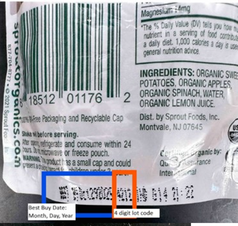 Sprout Organics Expands Voluntary Recall of Sweet Potato Apple and Spinach to Include Additional Lot Codes