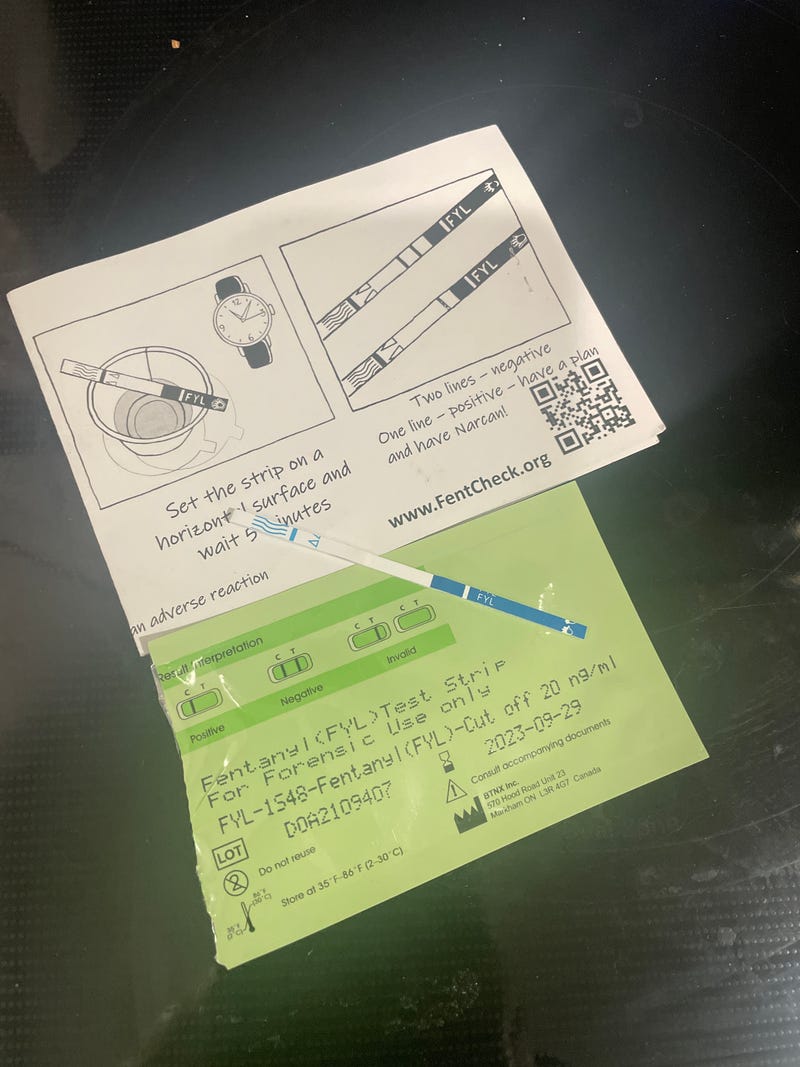One of the fentanyl test strips.