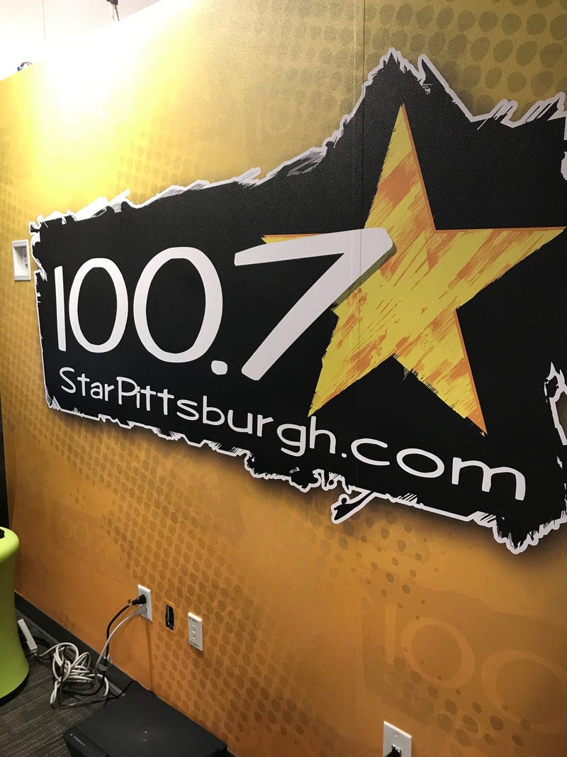 Outside view of 100.7 Star's storefront "studio" in BizTown