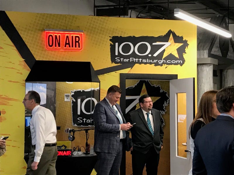 Outside view of 100.7 Star's storefront "studio" in BizTown