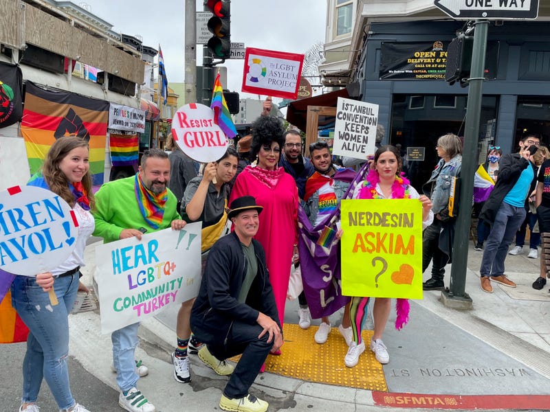 Juanita More (center) with attendees at the People's March