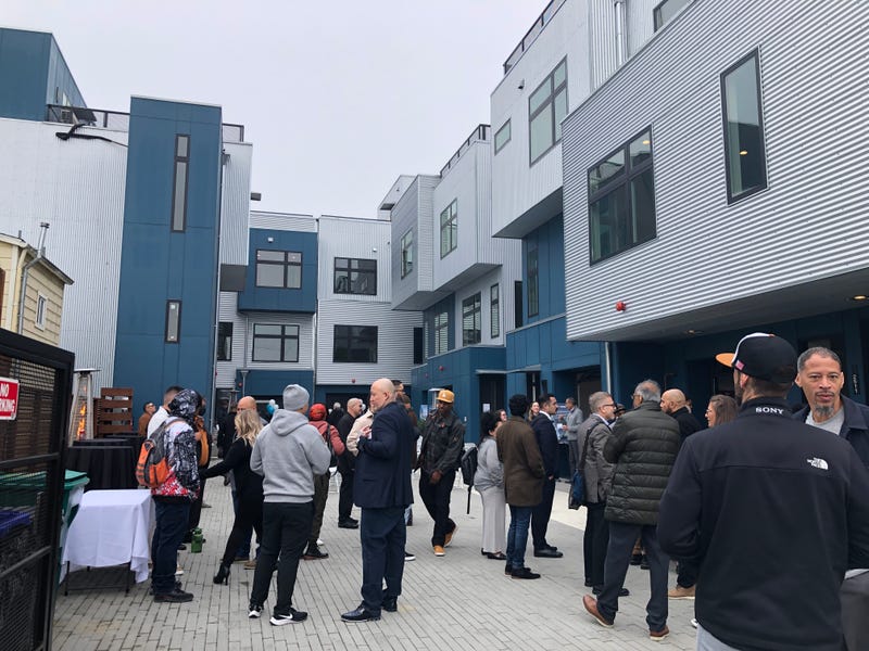 People gathered at the new complex on opening day.