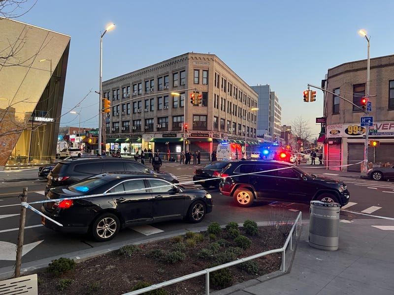 The scene in Far Rockaway, Queens on March 25, 2024, where an NYPD officer was fatally shot