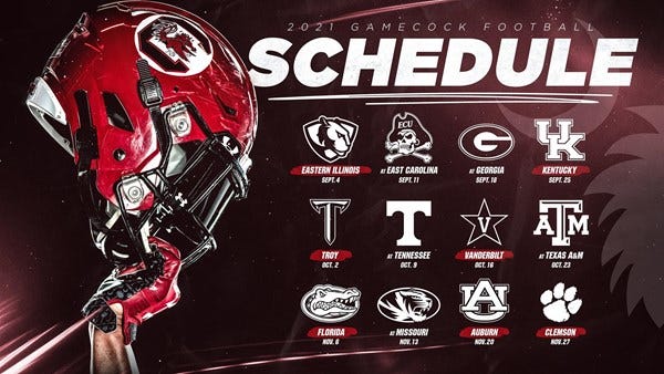 South Carolina releases 2021 football schedule