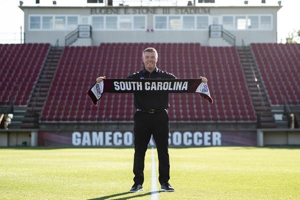 Tony Annan has been named the head men's soccer coach at the University of South Carolina, pending approval of the UofSC Board of Trustees.