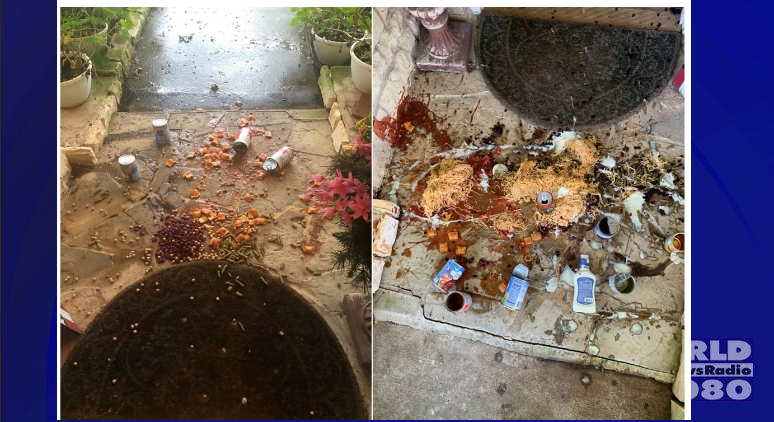Food thrown at residents
