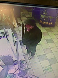 Chesterfield Police searching for a guy who robbed the Subway at 9130 Jeff Davis Highway Tuesday night. (Photo credit: Chesterfield Police)