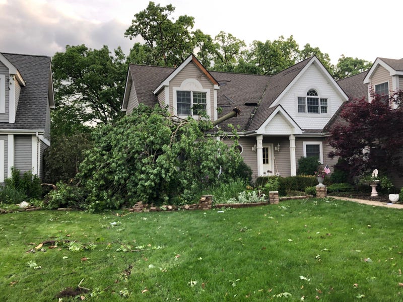A tornado touched down Monday in Dyer, near the Illinois-Indiana border, the National Weather Service confirms.