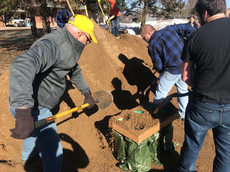 Sandbags are made by Governor Walz in Hastings