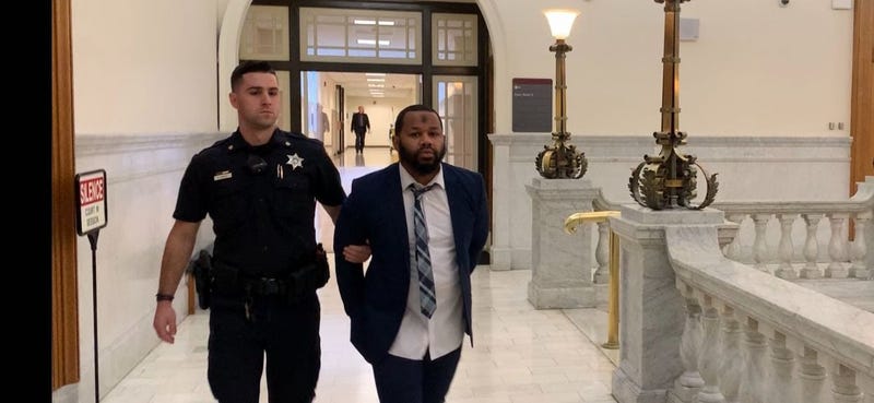 Keenan Jones, accused of shooting up a Cheltenham Walmart in August 2018 is shown in court.