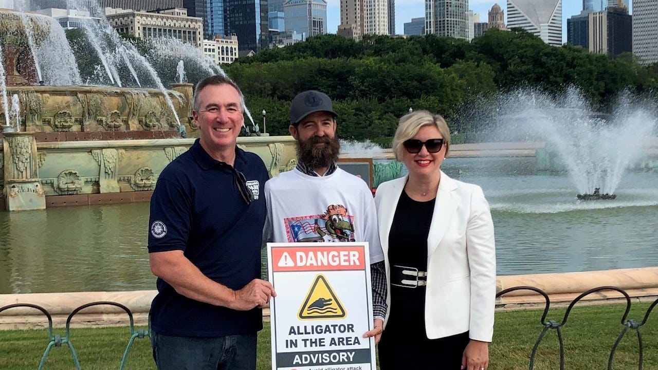 Chicago Honors Alligator Wrangler: Frank Robb Turns On Buckingham Fountain, Throws Out First Pitch