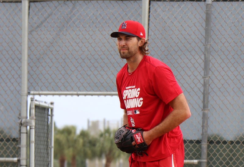 Starting pitcher Michael Wacha throws a bullpen session.
