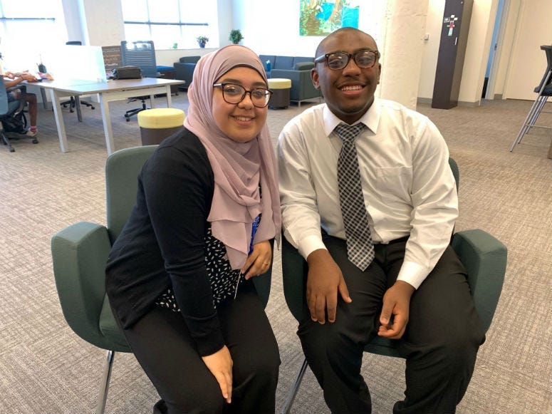 Doha Ibrahim and Imere Williams, the school board's new non-voting members.