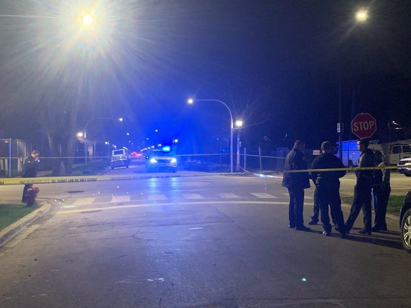 Chicago police investigate after a man was shot to death April 2, 2020, in the 4700 block of West Flournoy Street. 