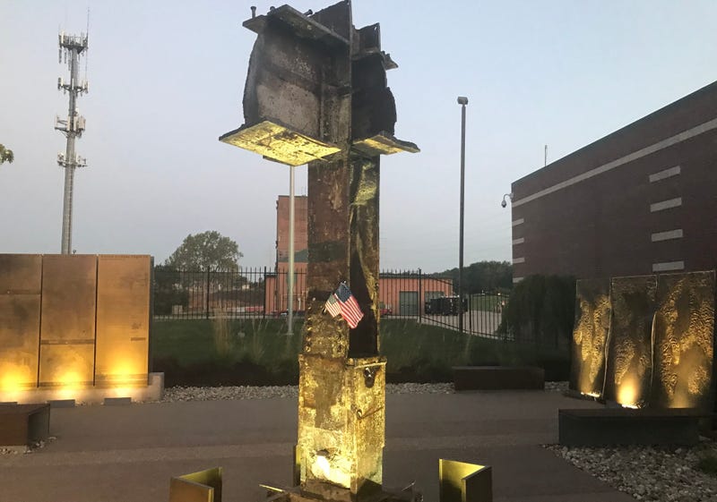 The 9/11 Memorial in Overland Park, made of girders from one of the World Trade Center Twin Towers