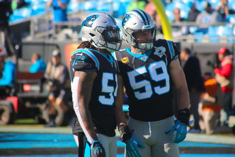 Panthers LBs Shaq Thompson and Luke Kuechly 
