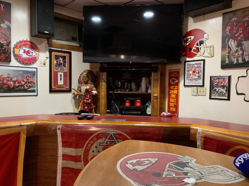 Big Charlie's Saloon in South Philadelphia is packed with Kansas City Chiefs memorabilia.