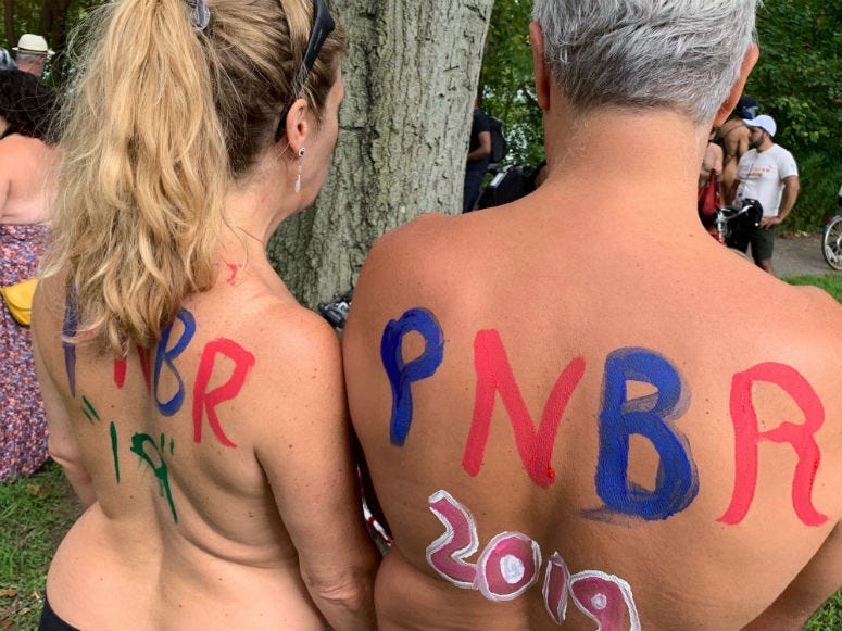 Philly Naked Bike Ride pedals through town.