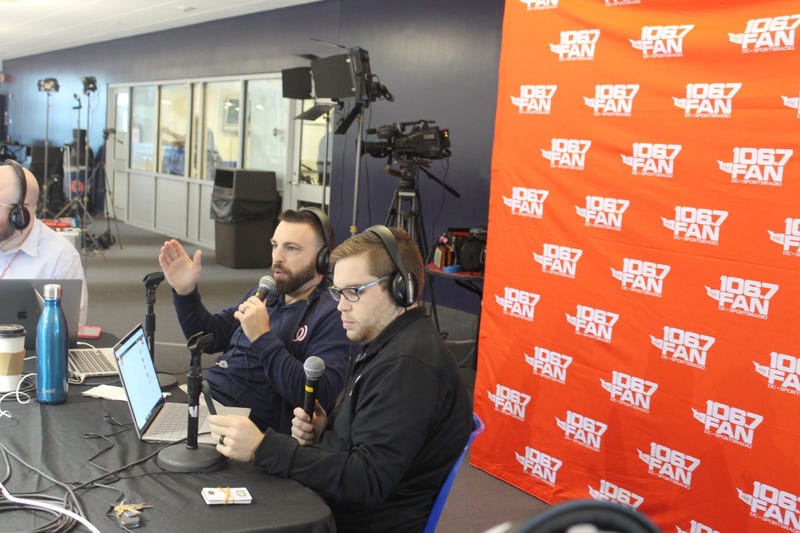 Grant and Danny talk Caps at the annual Media Luncheon at MedStar Iceplex