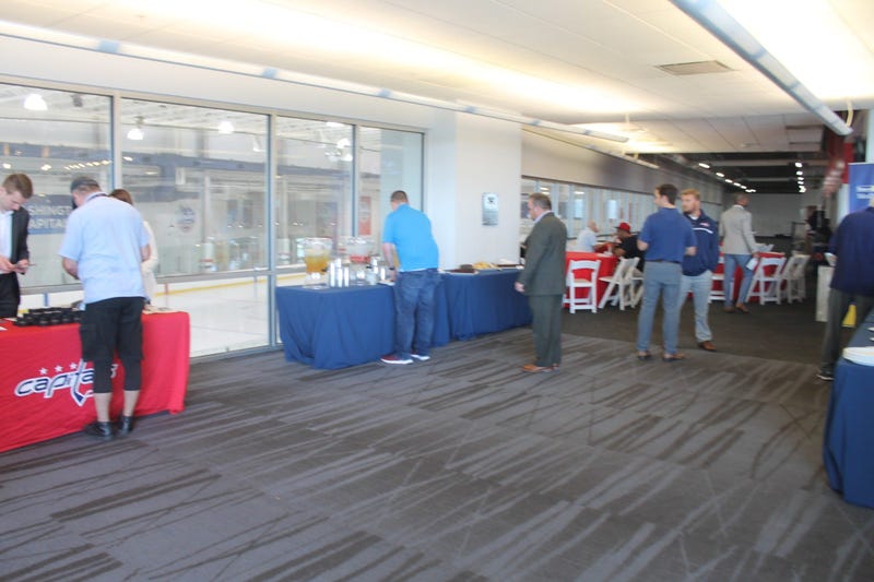 Grant and Danny talk Caps at the annual Media Luncheon at MedStar Iceplex