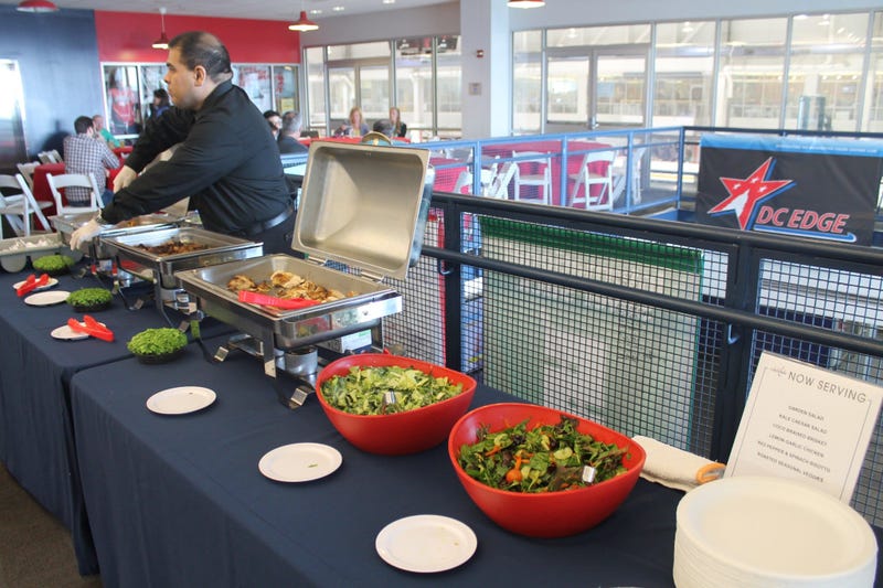 Grant and Danny talk Caps at the annual Media Luncheon at MedStar Iceplex