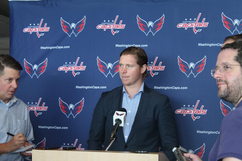 Grant and Danny talk Caps at the annual Media Luncheon at MedStar Iceplex