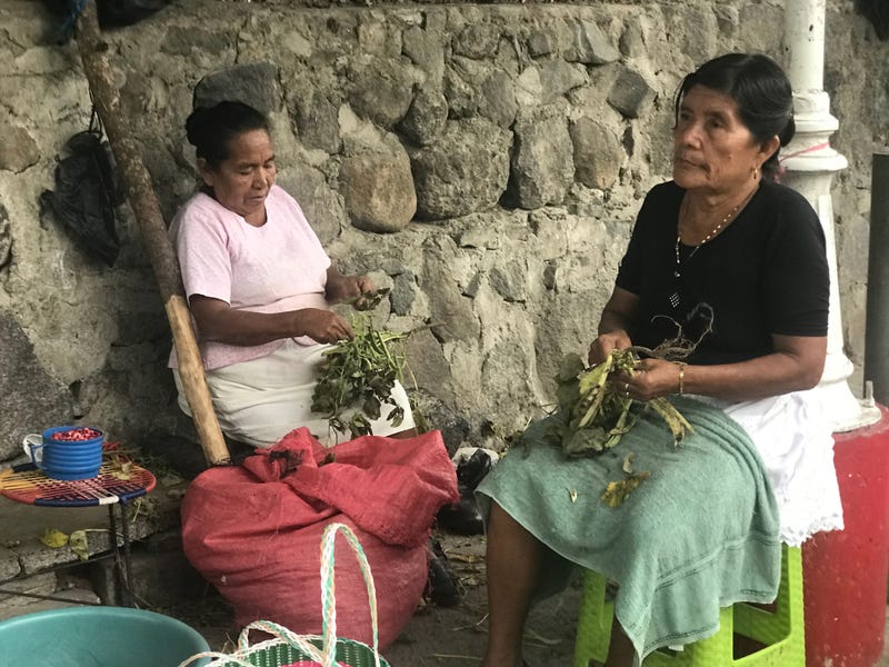 Salvadoran Women Eke Out A Living By Selling Fruit In The Mayan Town Of Panchimalco