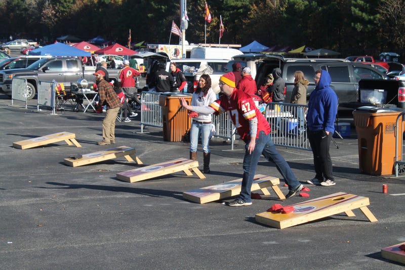 The 106.7 The Fan Street Team hangs out with fans as they prepare for the Redskins to face off with the Falcons at FedExField.