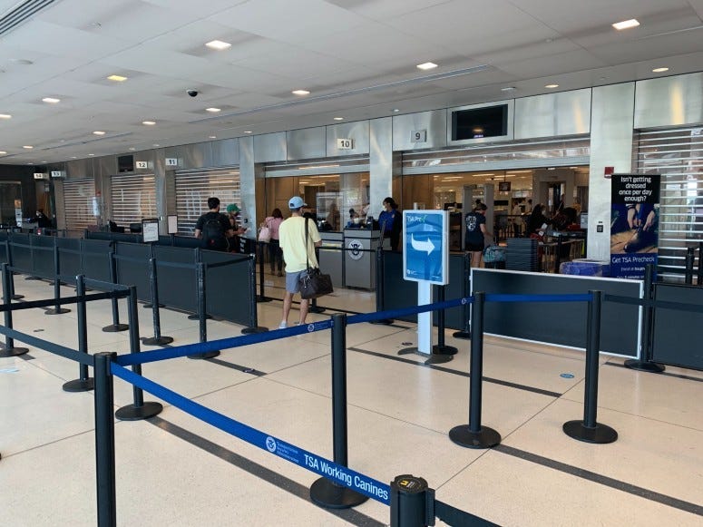 TSA line at Philadelphia International Airport 