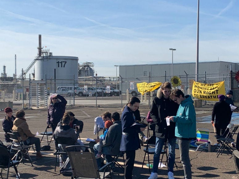 Environmental activists occupy PES refinery. 