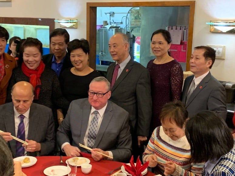 Philadelphia Mayor Kim Kenney stopped by Ocean Harbor to show solidarity with Chinatown businesses.