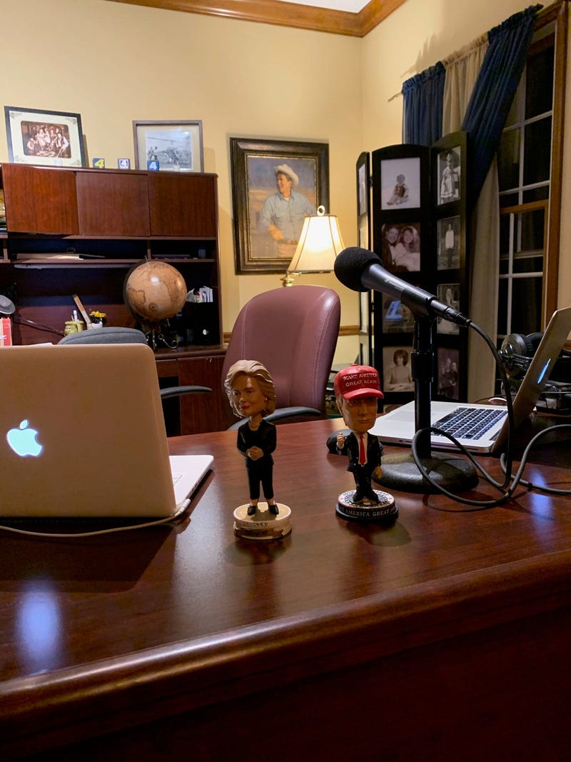 Marc broadcasting from his home office