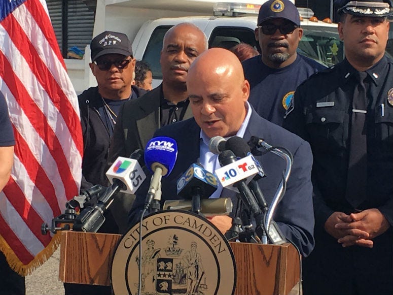 Crews fanned out along Mount Ephraim Avenue in Camden, cleaning up several blocks along that commercial corridor to start off a city wide effort to clear blight across the city.
