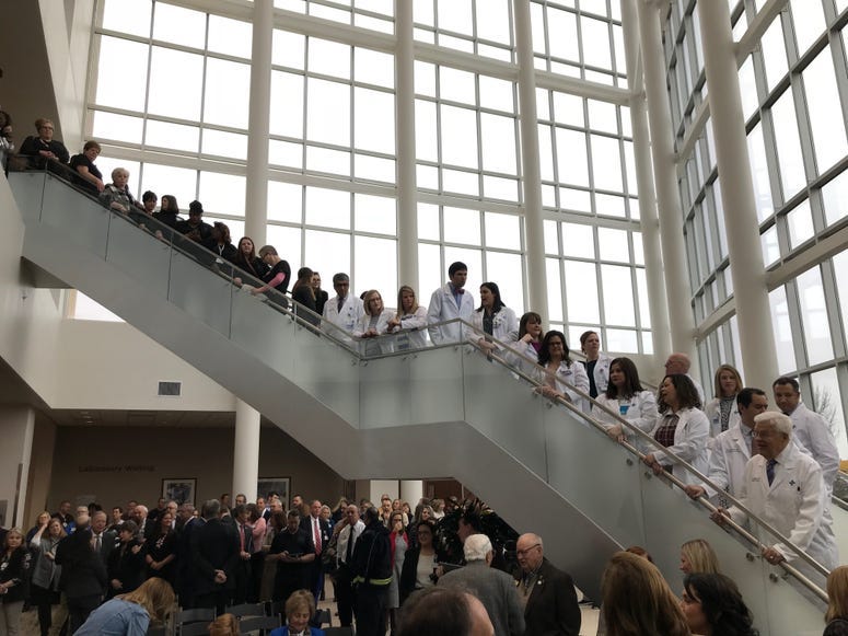 Crowd at Gibbs Cancer Center & Research Institute Ribbon Cutting