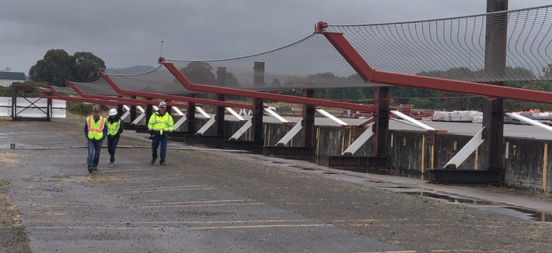 Workers are building an anti-suicide barrier that will be installed beneath the Golden Gate Bridge.