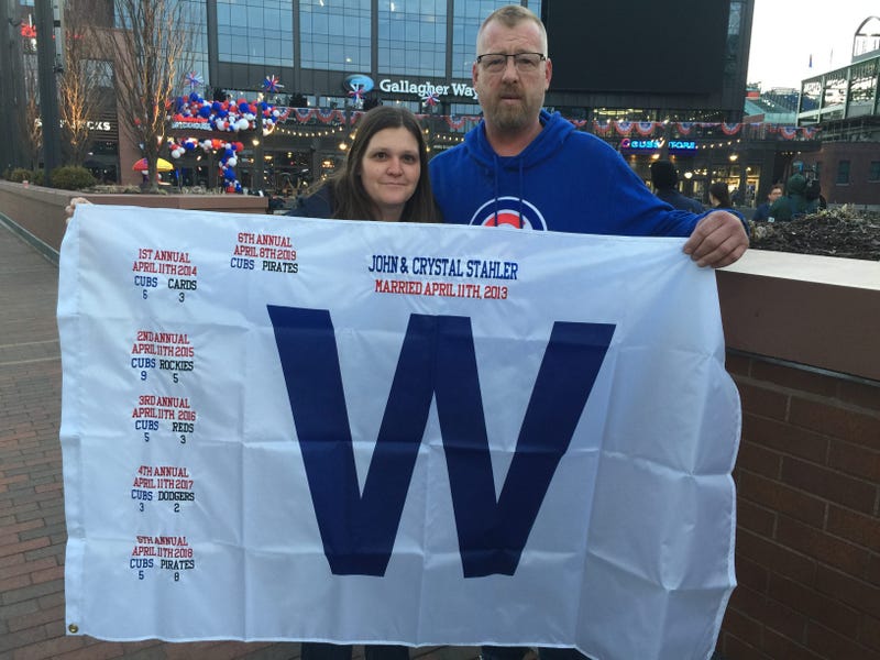 John and Crystal Stahler with special "W" flags