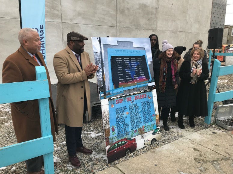 An anti-violence mural that was mistakenly destroyed by developers in South Philadelphia last summer is now being replaced. The new design was unveiled Thursday afternoon.