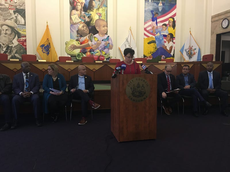 Camden County Freeholder Carmen Rodriguez speaks about New Jersey For Puerto Rico Relief.