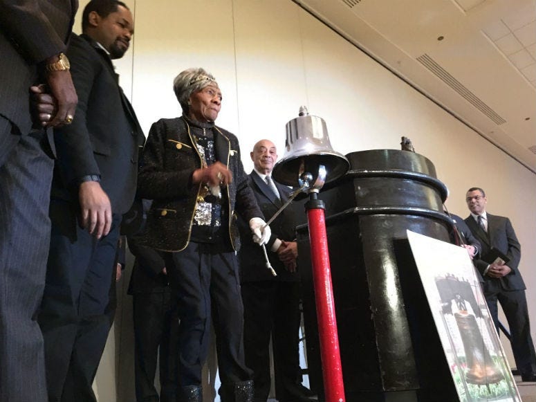 At the 37th annual opening of MLK Day, Laura Wooten did the honors of ringing in the holiday.