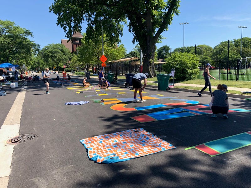 Local Artists Paint Black Lives Matter Mural On Oak Park Street