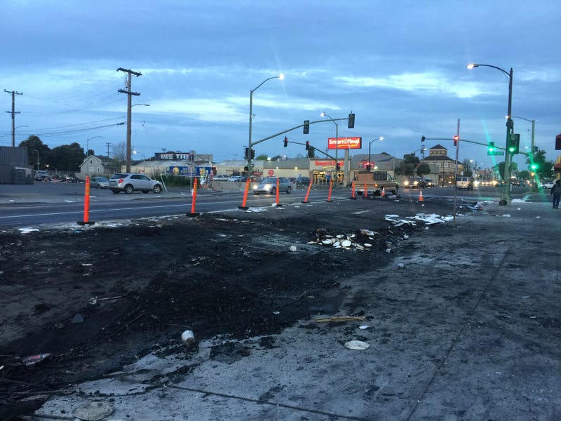 Sideshow aftermath at International Boulevard and 42nd Avenue in Oakland