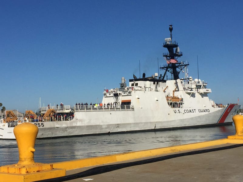 The U.S. Coast Guard Cutter Munro returned to Alameda on July 15, 2019 after intercepting an alleged drug-smuggling boat near San Diego.