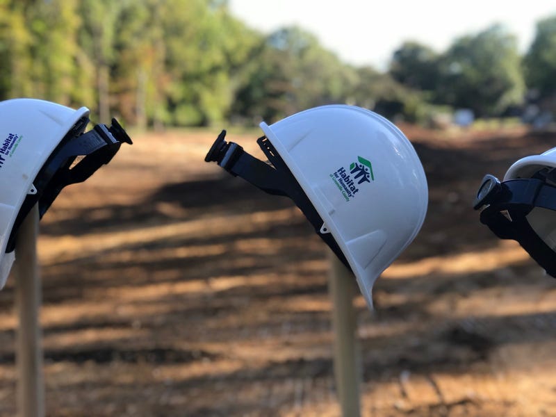 Hardhats at the Habitat for Humanity Woodside Park Groundbreaking - Emily Gill