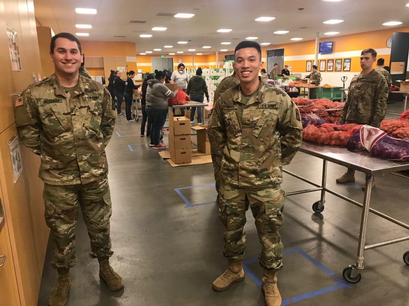 Members of the California National Guard were activated to support a South Bay food bank that was struggling without volunteers during the coronavirus outbreak on March 24, 2020.