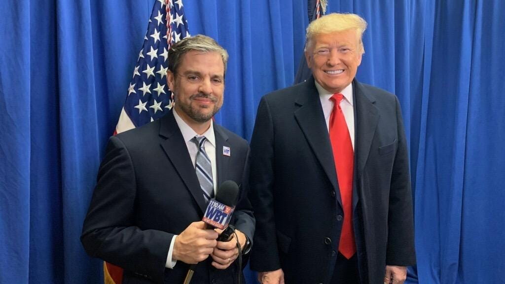 President Donald Trump with Bo Thompson on awarding Rush the metal of Freedom 