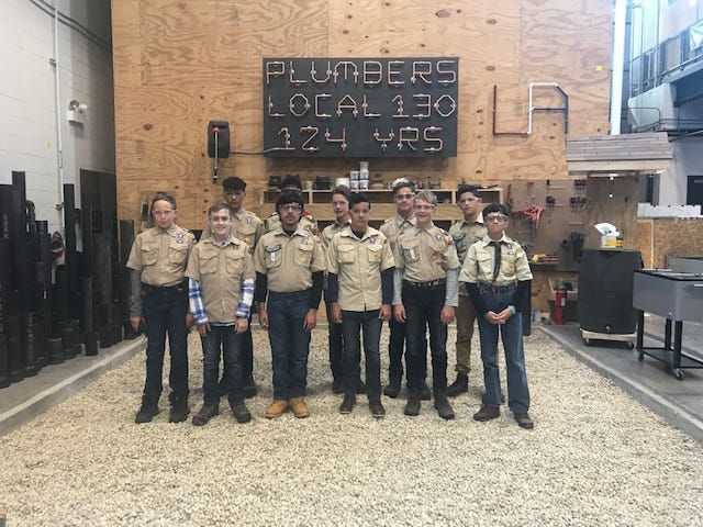 Chicago-area Boy and Girl Scouts spent the day at the Plumber's Union Local 130 earning career merit badges.