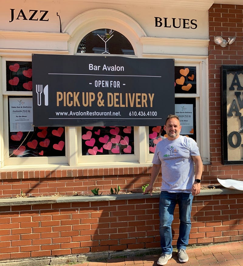 John Brant-Lee, owner of Bar Avalon in West Chester, has been selling pay-as-you-wish dinners to raise money for local charities, and has also been donating lunches and dinners to first responders.