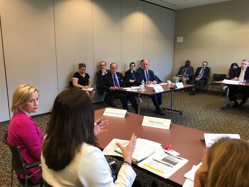 U.S. Sen. Tom Carper hosted a discussion in Horsham on April 8, 2019, with Sen. Bob Casey in attendance, on a dangerous chemical found in drinking water near Willow Grove air bases.