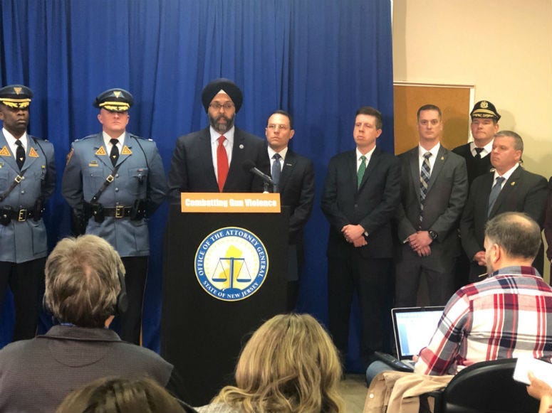 New Jersey Attorney General Gurbir Grewal announces a new partnership with Pennsylvania that's aimed at getting illegally trafficked guns off the street