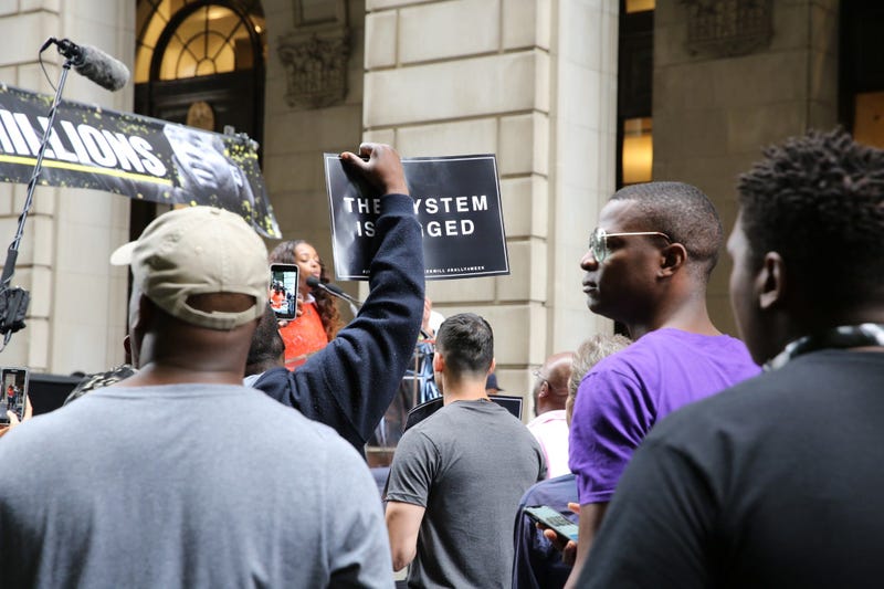 Meek Mill supporters rallied outside of the Juanita Kidd Stout Center for Criminal Justice in Philadelphia on August 27, 2019.